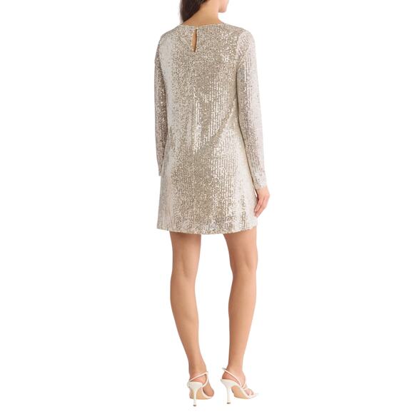Melrose And Market Long Sleeve Sequin Mini Dress, Champagne, Plus Size 2XL, NWT - Picture 3 of 7